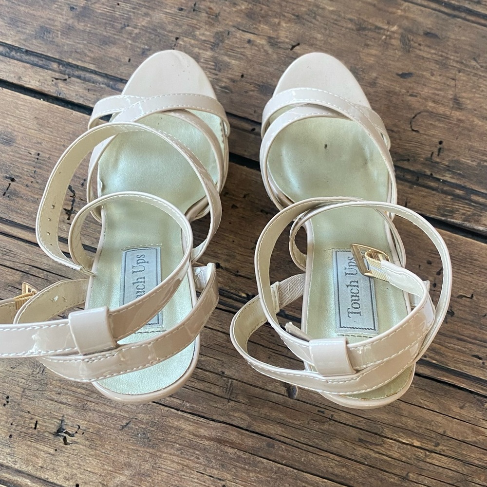 Touch Ups Patent Strappy Nude Platform Heels - Picture 7 of 11